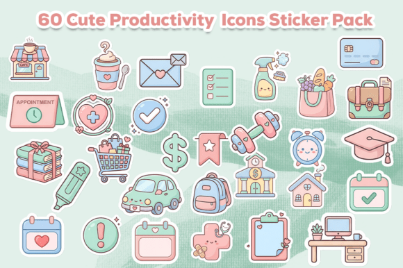 Download Digital Cute Productivity Icons Stickers - Stickers Collection