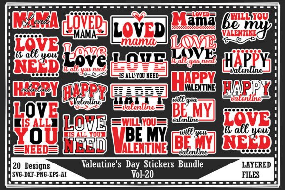 Download Valentine's Day Stickers Bundle Vol-20 - Stickers Collection